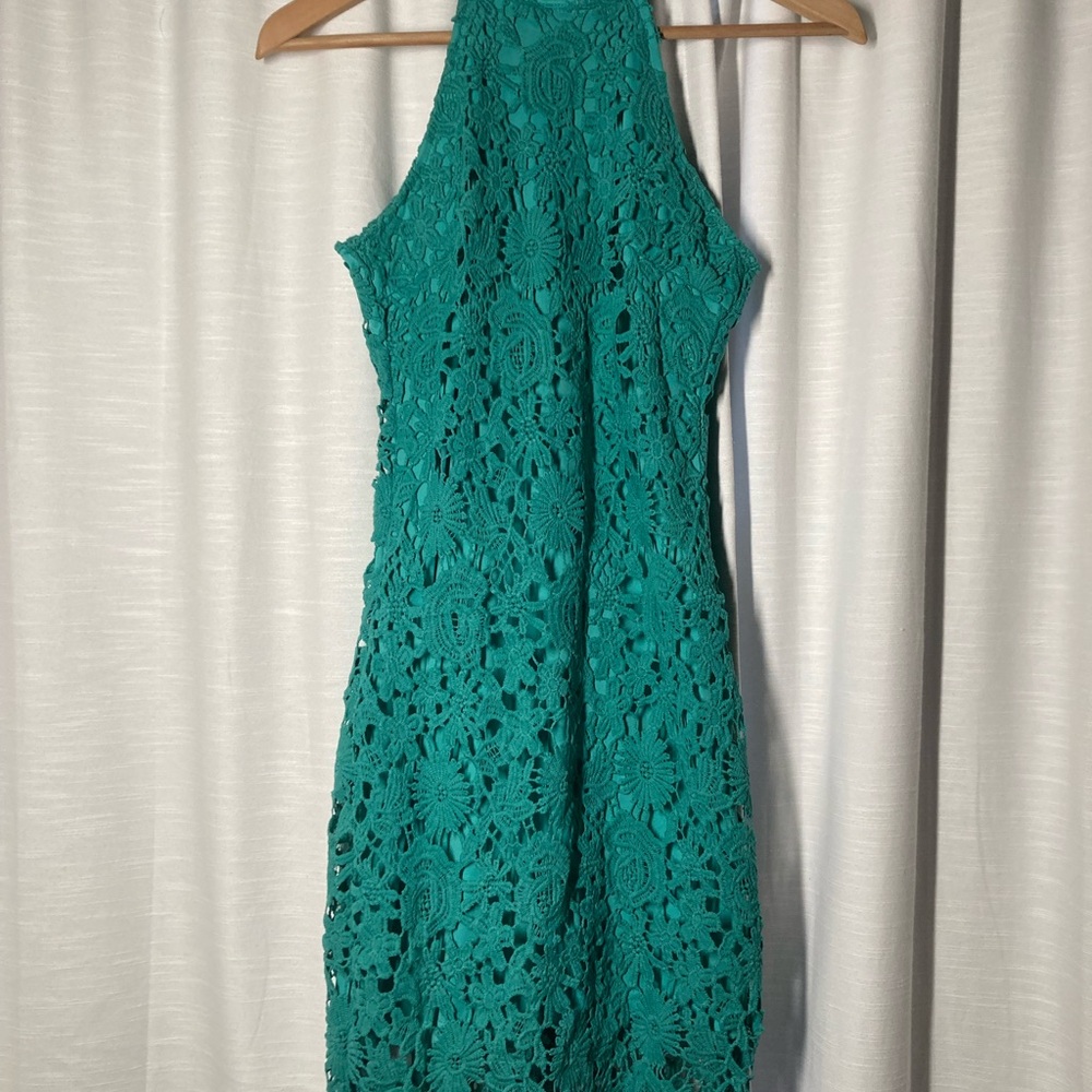 Elegant Teal Lace Dress